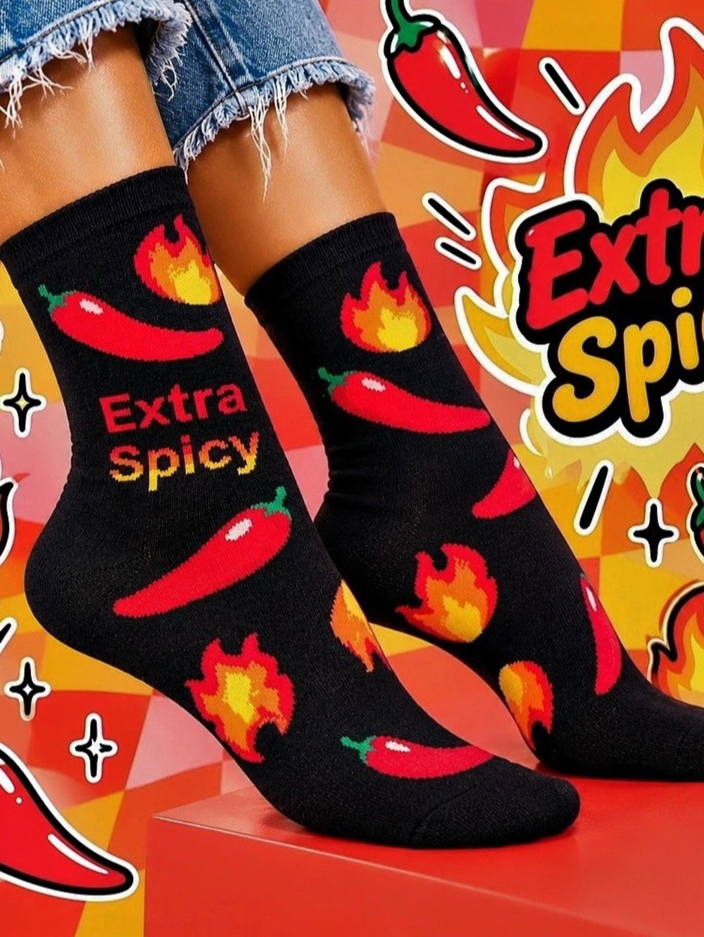 Socksmith Extra Spicy Women's Crew Socks Women's Spicy Pepper Socks